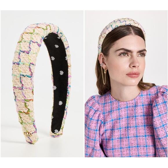 NEW Lele Sadoughi Raffia Alice Headband Women's Mermaid Rainbow One Size - Picture 7 of 7